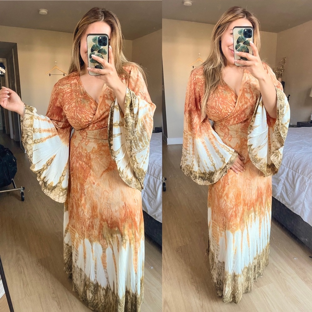 Island Tribe | Bohemian Berkeley Tie Dye Wrap Maxi Dress - One Size